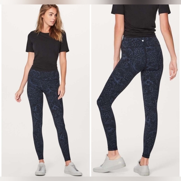 Lululemon Wunder Under Hi-Rise Tight 28" In Nouveau Mach Blue Black Size 6 - Picture 13 of 15